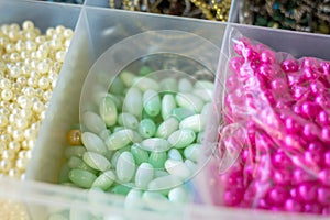 colorful beads for sale at a market stal