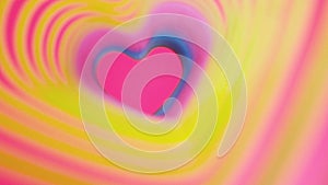 Colorful beating heart Rainbow spring. Valentine`s Day concept. Pink heart frame slow motion. Lgbt glbt sign