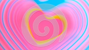 Colorful beating heart Rainbow spring. Valentine`s Day concept. Pink heart frame slow motion. Lgbt glbt sign