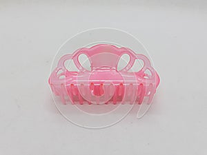 Colorful Beautiful Cute Hair Clip from Plastic Wood Rubber for Girl Fashion Accessories in White Isolated Background