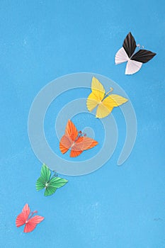 Colorful Beautiful paper Butterfly in a line