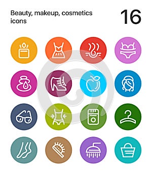 Colorful Beauty, cosmetics, makeup icons for web and mobile design pack 2