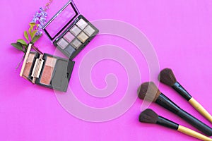 Colorful beauty skin face cosmetics makeup collection for lifestyle woman