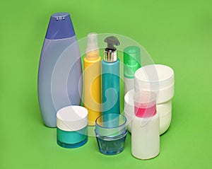 Colorful beauty toiletries bottles