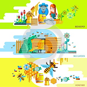 Colorful Beekeping Horizontal Banners