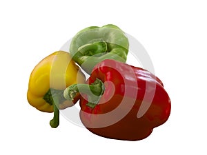 Colorful bell peppers isolated on white background