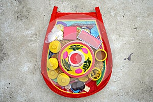 Colorful Bengali Kulo used in Marriage Function