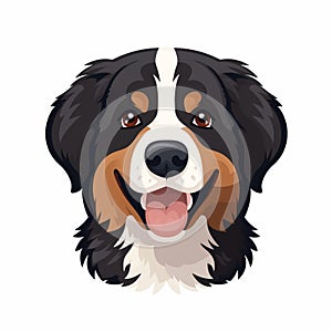 Colorful Bernese Mountain Dog Cartoon Face Illustration