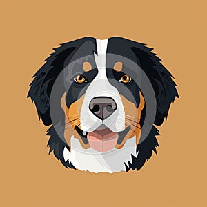 Colorful Bernese Mountain Dog Illustration On Brown Background