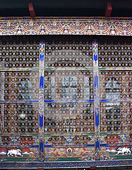 Colorful Bhutanese window and grill photo