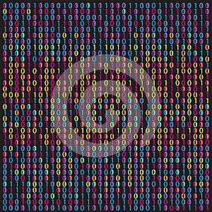 Colorful Binary Code Digital Matrix Vector Texture Background Pattern