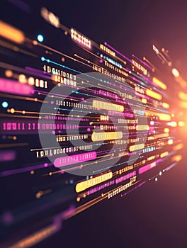 Colorful Binary Code Explosion in Digital Space Background