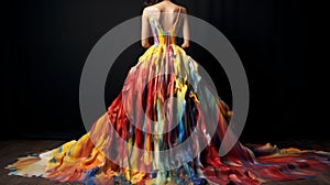 Colorful Bio-art Gown: A Unique Fusion Of Fashion And Paint