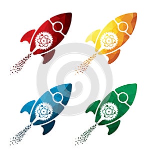 Colorful biological missile icons on white background. bilogical rockets icons. eps8. photo