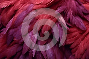 Colorful bird feathers background, close up,  Color of the year 2019