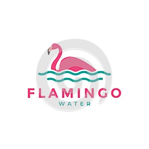 Colorful bird flamingo swimming logo design vector graphic symbol icon illustration creative idea