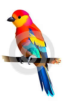 Colorful bird illustration on white background