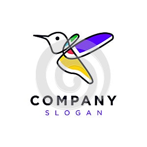 Colorful Bird Line Art Abstract Logo icon concept.