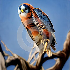 Colorful Bird Perched on Top of a Tree Branch. Generative AI