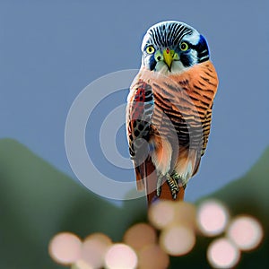 Colorful Bird Perched on Top of Tree Branch. Generative AI