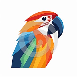 Colorful Parrot Logo Illustration In Cubist Faceting Style photo