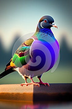 A colorful bird standing on a ledge- Ai Generated Image.