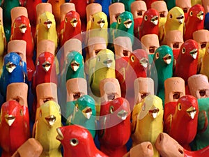 Colorful bird statues pattern