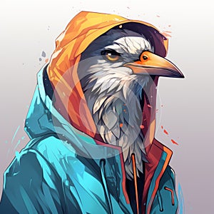 Colorful Bird In Streetwear: Azuki Nft Style