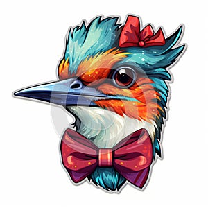 Colorful Bird Wearing Bow Tie: A Charming Character In 2d Game Art Style photo
