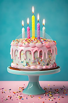 Colorful birthday cake. Ai generative