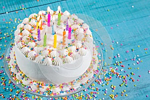 Colorful Birthday Cake with Candles