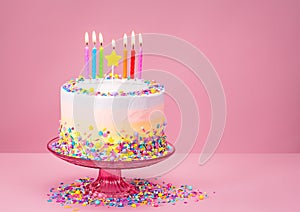 Colorful Birthday Cake with Sprinkles