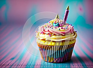 Colorful birthday cupcakes