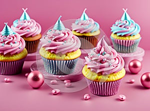 Colorful birthday cupcakes