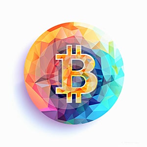 Colorful Bitcoin Art In Low Poly Trigonometric Shape photo