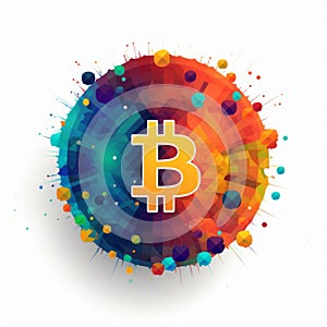 Colorful Bitcoin Icon With Psychedelic Graphic Design photo