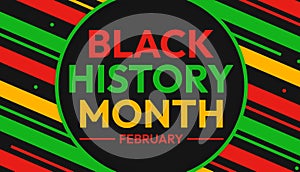 Colorful Black History Month wallpaper with Typography and design shapes. February is celebrated as black history month photo