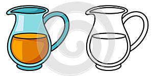 Colorful and black and white jug for coloring book photo