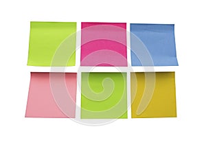 Colorful blank sticky notes. Memo stick or post note