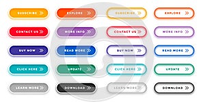 colorful and blank web button icon element in collection
