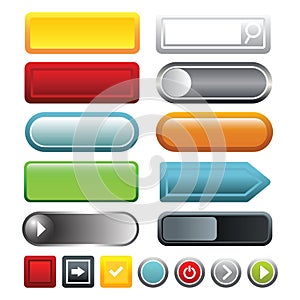 Colorful blank web button icons set, cartoon style