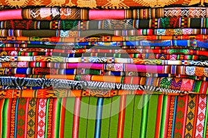 Colorful blankets and tablecloths, Peru photo