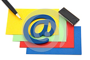 Colorful blansk cards with email symbol