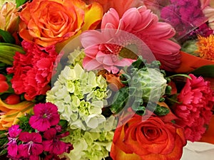 Colorful blends of mixed bouquet of flowers
