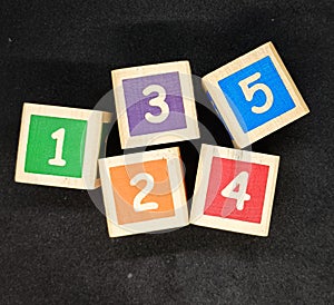 Colorful blocks with numbers one two three four and five