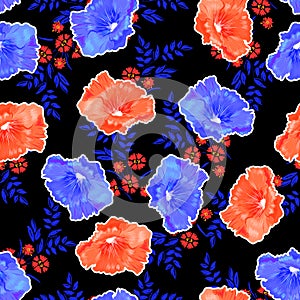 Colorful Blooming flower in pop color style seamless pattern layer on small florals in vector EPS10 ,Design for fashion fabric ,