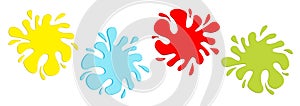 Colorful blot splash icon set line. Inkblot. Flat design. White background. Isolated