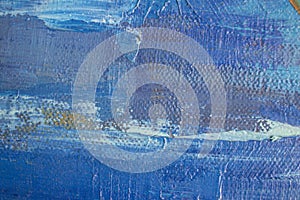 Colorful blue  abstract painted canvas texture. Color art.
