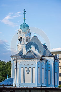 Colorful Blue Church in Bratislava Saint Elizabeth