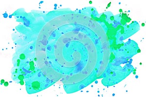 Colorful blue green turquoise watercolor background for wallpape